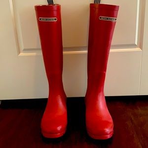 Red Henry bendell boots. Small tear in side.